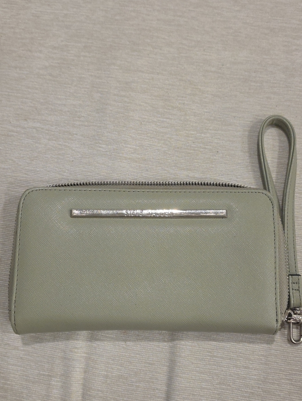 Steve Madden Light Sage Green Zip Wristlet Wallet